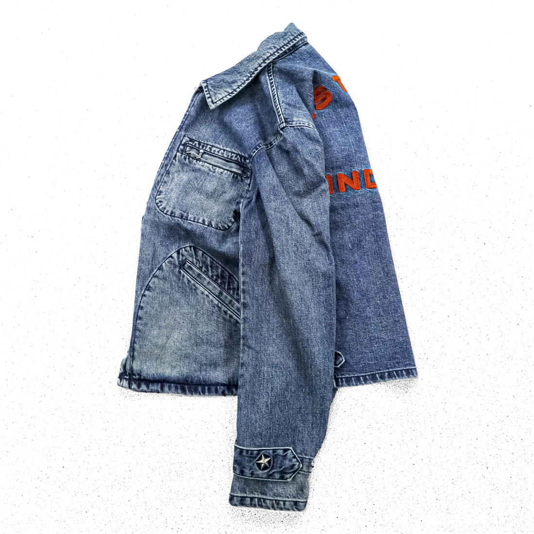 Schott PERFECTO デニムジャケット DENIM CPO JACKET ジップアップ ブルゾン S インディゴ Perfecto EAST-BAY BINDERS 刺繍 ワッペン スタッズ