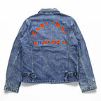 Schott PERFECTO デニムジャケット DENIM CPO JACKET ジップアップ ブルゾン S インディゴ Perfecto EAST-BAY BINDERS 刺繍 ワッペン スタッズ