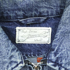 Schott PERFECTO デニムジャケット DENIM CPO JACKET ジップアップ ブルゾン S インディゴ Perfecto EAST-BAY BINDERS 刺繍 ワッペン スタッズ
