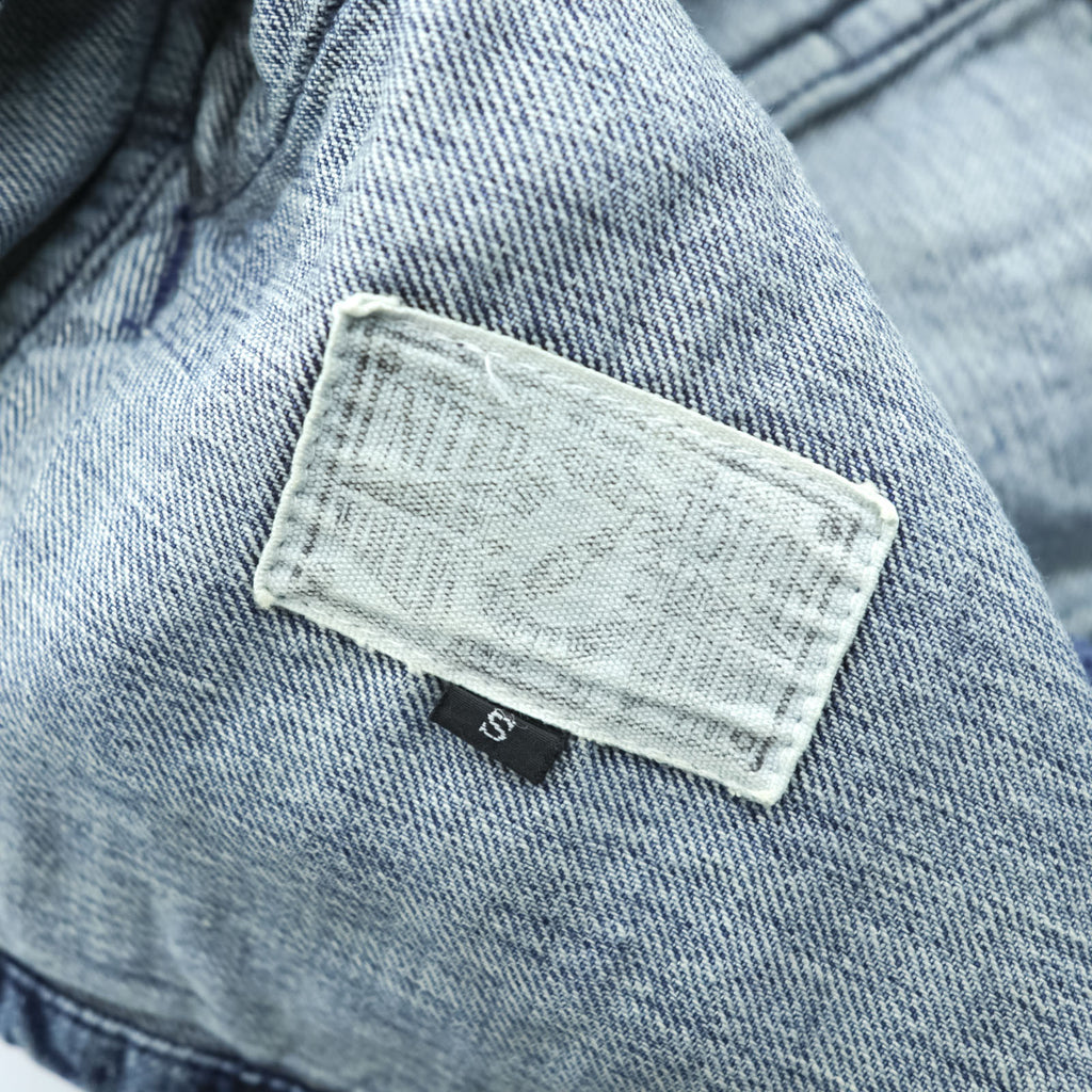 Schott PERFECTO デニムジャケット DENIM CPO JACKET ジップアップ ブルゾン S インディゴ Perfecto EAST-BAY BINDERS 刺繍 ワッペン スタッズ