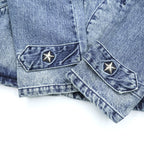 Schott PERFECTO デニムジャケット DENIM CPO JACKET ジップアップ ブルゾン S インディゴ Perfecto EAST-BAY BINDERS 刺繍 ワッペン スタッズ