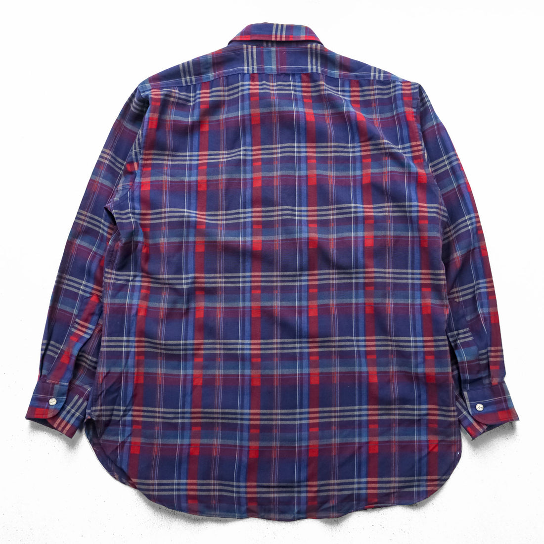 PENDLETON Button-Down Flannel Shirt Long Sleeve Wool Shirt L Navy Plaid Chest Pocket PURE VIRGIN WOOL
