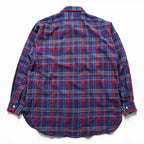PENDLETON Button-Down Flannel Shirt Long Sleeve Wool Shirt L Navy Plaid Chest Pocket PURE VIRGIN WOOL