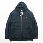 Polo Ralph Lauren 90s Reverse Weave Zip Up Hoodie XL Black Small Pony Embroidery