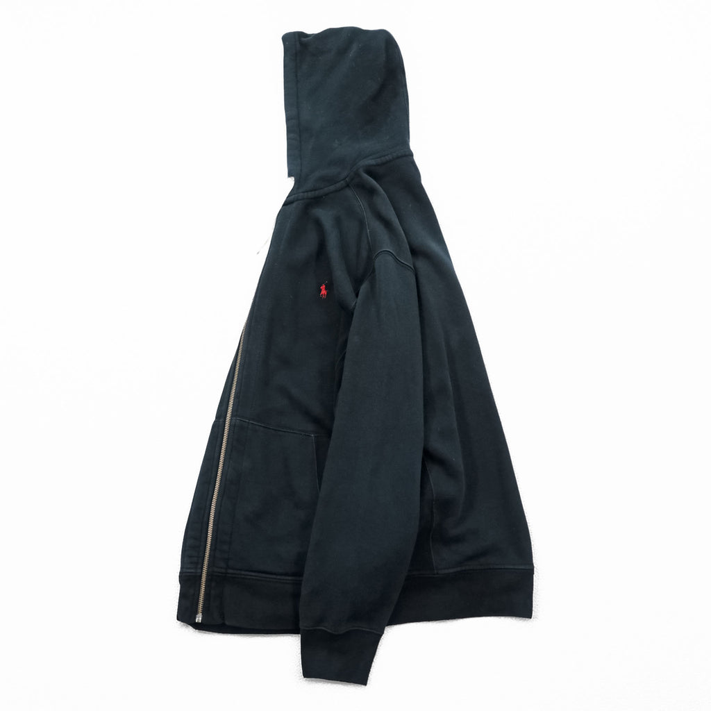 Polo Ralph Lauren 90s Reverse Weave Zip Up Hoodie XL Black Small Pony Embroidery