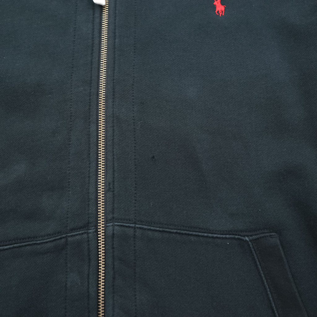 Polo Ralph Lauren 90s Reverse Weave Zip Up Hoodie XL Black Small Pony Embroidery