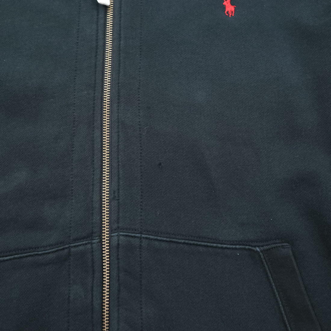 Polo Ralph Lauren 90s Reverse Weave Zip Up Hoodie XL Black Small Pony Embroidery