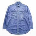 VERSACE 90s Made in Italy Denim Work Shirt XL Indigo Blue Metal Buttons