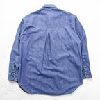 VERSACE 90s Made in Italy Denim Work Shirt XL Indigo Blue Metal Buttons