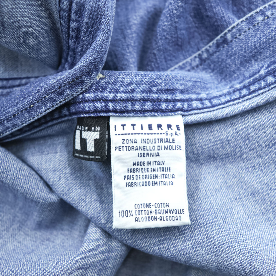 VERSACE 90s Made in Italy Denim Work Shirt XL Indigo Blue Metal Buttons