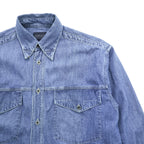 VERSACE 90s Made in Italy Denim Work Shirt XL Indigo Blue Metal Buttons