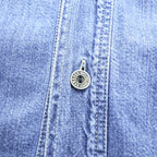 VERSACE 90s Made in Italy Denim Work Shirt XL Indigo Blue Metal Buttons