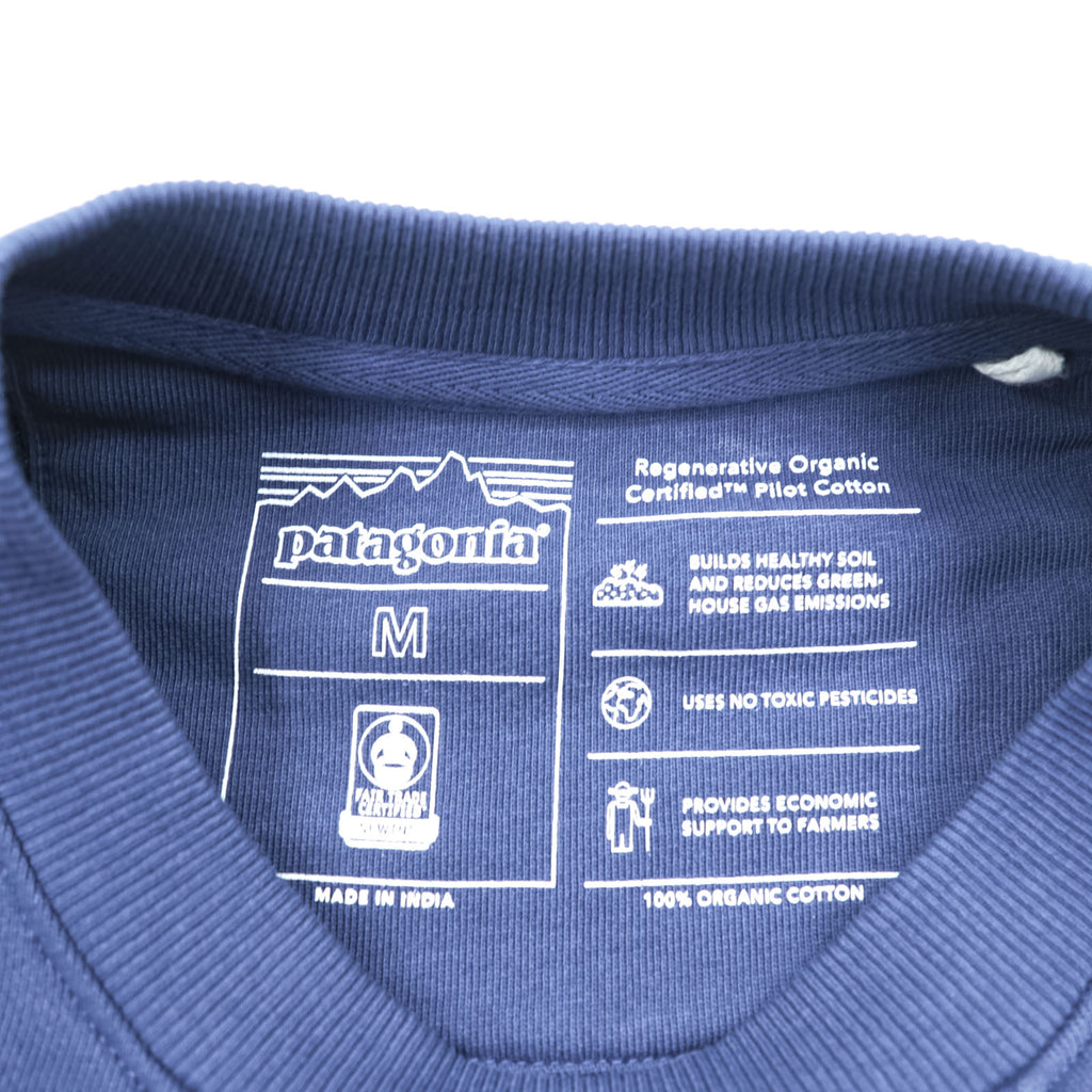 Patagonia Regenerative Organic Certified Cotton Crewneck Sweatshirt, Size M, Navy, Front V-neck, 26346