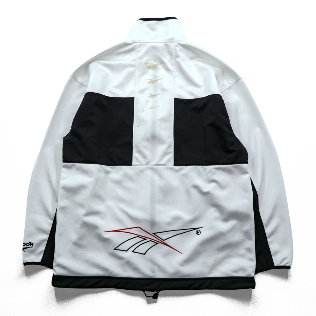 Reebok 90s Japan-Made Track Jacket Jersey M White, Black Vector Logo Embroidery