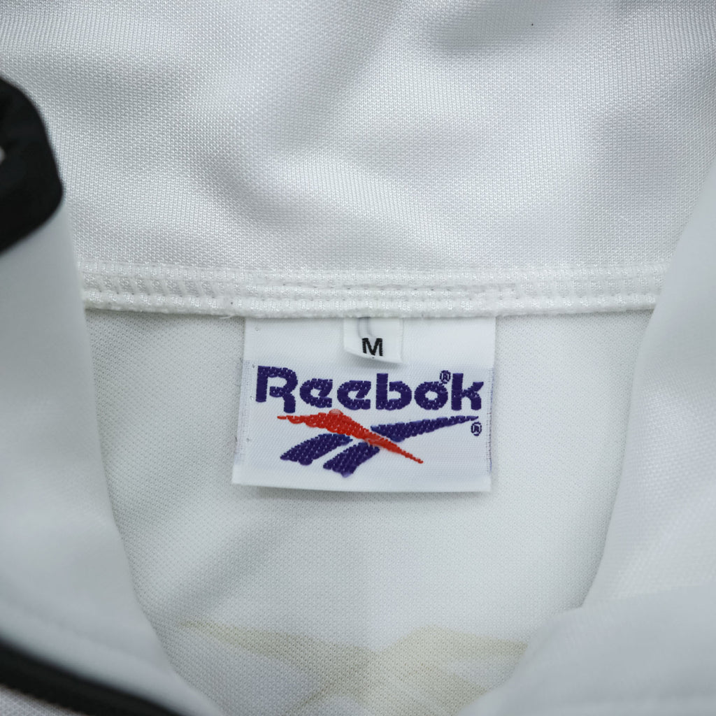 Reebok 90s Japan-Made Track Jacket Jersey M White, Black Vector Logo Embroidery