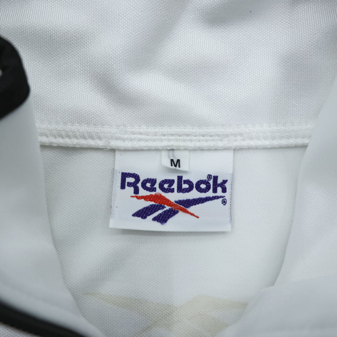 Reebok 90s Japan-Made Track Jacket Jersey M White, Black Vector Logo Embroidery