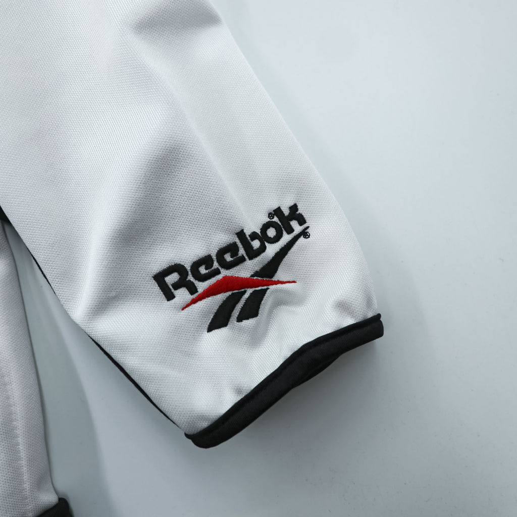 Reebok 90s Japan-Made Track Jacket Jersey M White, Black Vector Logo Embroidery