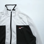 Reebok 90s Japan-Made Track Jacket Jersey M White, Black Vector Logo Embroidery