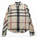 Burberry London Mega Check Long Sleeve Shirt Beige Black Red Cotton XXL Made in Great Britain