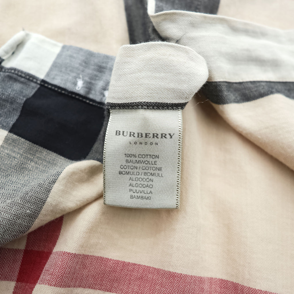 Burberry London Mega Check Long Sleeve Shirt Beige Black Red Cotton XXL Made in Great Britain