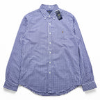 Ralph Lauren Gingham Checked Button-Down Shirt, Size L, White/Blue, Small Pony Embroidery, Slim Fit, Unused