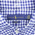 Ralph Lauren Gingham Checked Button-Down Shirt, Size L, White/Blue, Small Pony Embroidery, Slim Fit, Unused