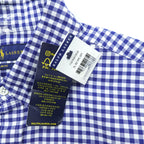 Ralph Lauren Gingham Checked Button-Down Shirt, Size L, White/Blue, Small Pony Embroidery, Slim Fit, Unused