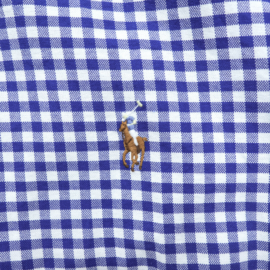 Ralph Lauren Gingham Checked Button-Down Shirt, Size L, White/Blue, Small Pony Embroidery, Slim Fit, Unused