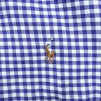 Ralph Lauren Gingham Checked Button-Down Shirt, Size L, White/Blue, Small Pony Embroidery, Slim Fit, Unused