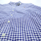 Ralph Lauren Gingham Checked Button-Down Shirt, Size L, White/Blue, Small Pony Embroidery, Slim Fit, Unused