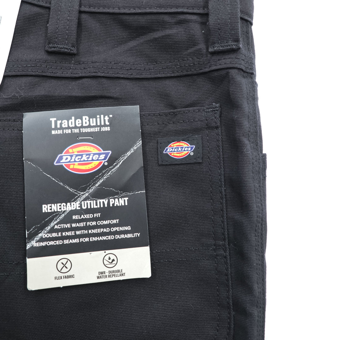Dickies Double Knee Utility Cargo & Work Pants, Size L, Black, RENEGADE UTILITY PANT, RELAXED FIT FLEX, Unused, DU303BK