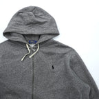 Polo Ralph Lauren Reverse Weave Zip Up Hoodie XL and up, Grey, Small Pony Embroidery