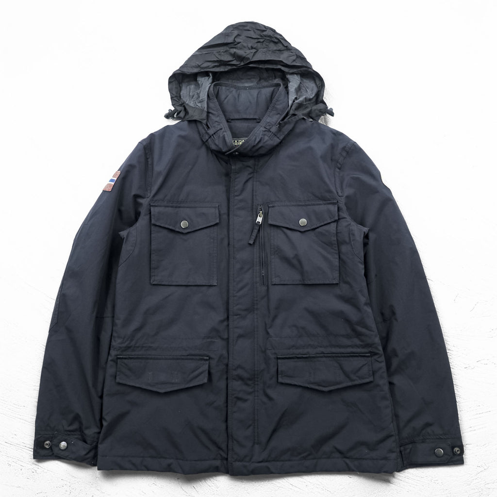 NAPAPIJRI M-65 Field Jacket Military Jacket L Black Waterproof Drawcord Padded Hoodie Storage