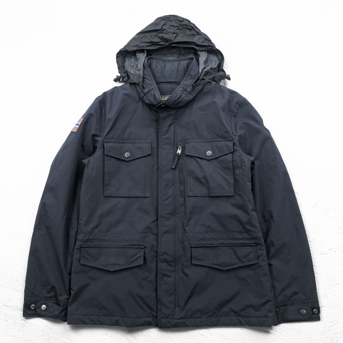 NAPAPIJRI M-65 Field Jacket Military Jacket L Black Waterproof Drawcord Padded Hoodie Storage