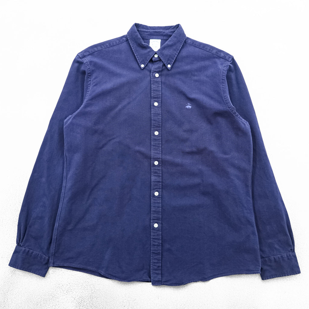 Brooks Brothers button-down shirt, size L, navy, with a single logo (REGENT).