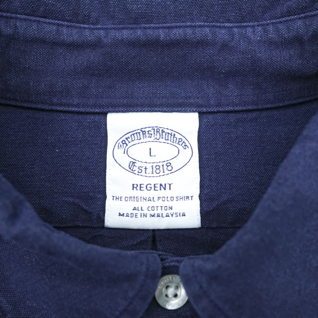 Brooks Brothers button-down shirt, size L, navy, with a single logo (REGENT).