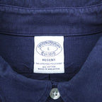 Brooks Brothers button-down shirt, size L, navy, with a single logo (REGENT).