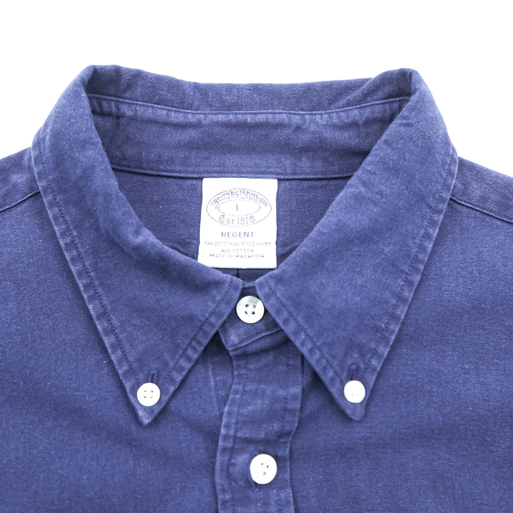 Brooks Brothers button-down shirt, size L, navy, with a single logo (REGENT).
