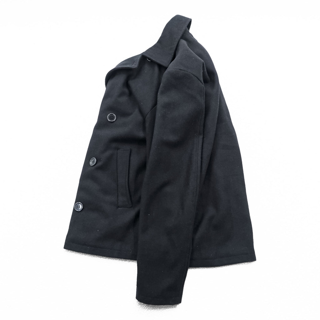 Polo Ralph Lauren 90s Pea Coat XL Black Wool Melton Quilted Liner