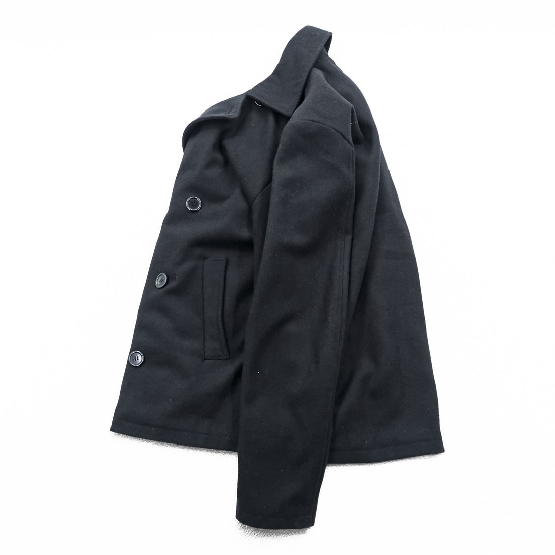Polo Ralph Lauren 90s Pea Coat XL Black Wool Melton Quilted Liner