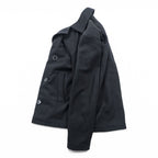 Polo Ralph Lauren 90s Pea Coat XL Black Wool Melton Quilted Liner