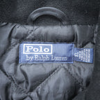 Polo Ralph Lauren 90s Pea Coat XL Black Wool Melton Quilted Liner