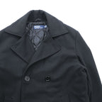 Polo Ralph Lauren 90s Pea Coat XL Black Wool Melton Quilted Liner