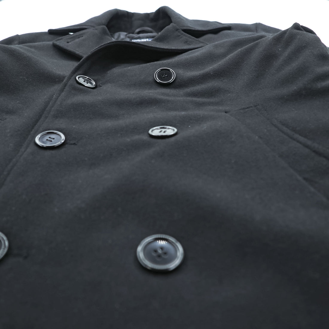 Polo Ralph Lauren 90s Pea Coat XL Black Wool Melton Quilted Liner