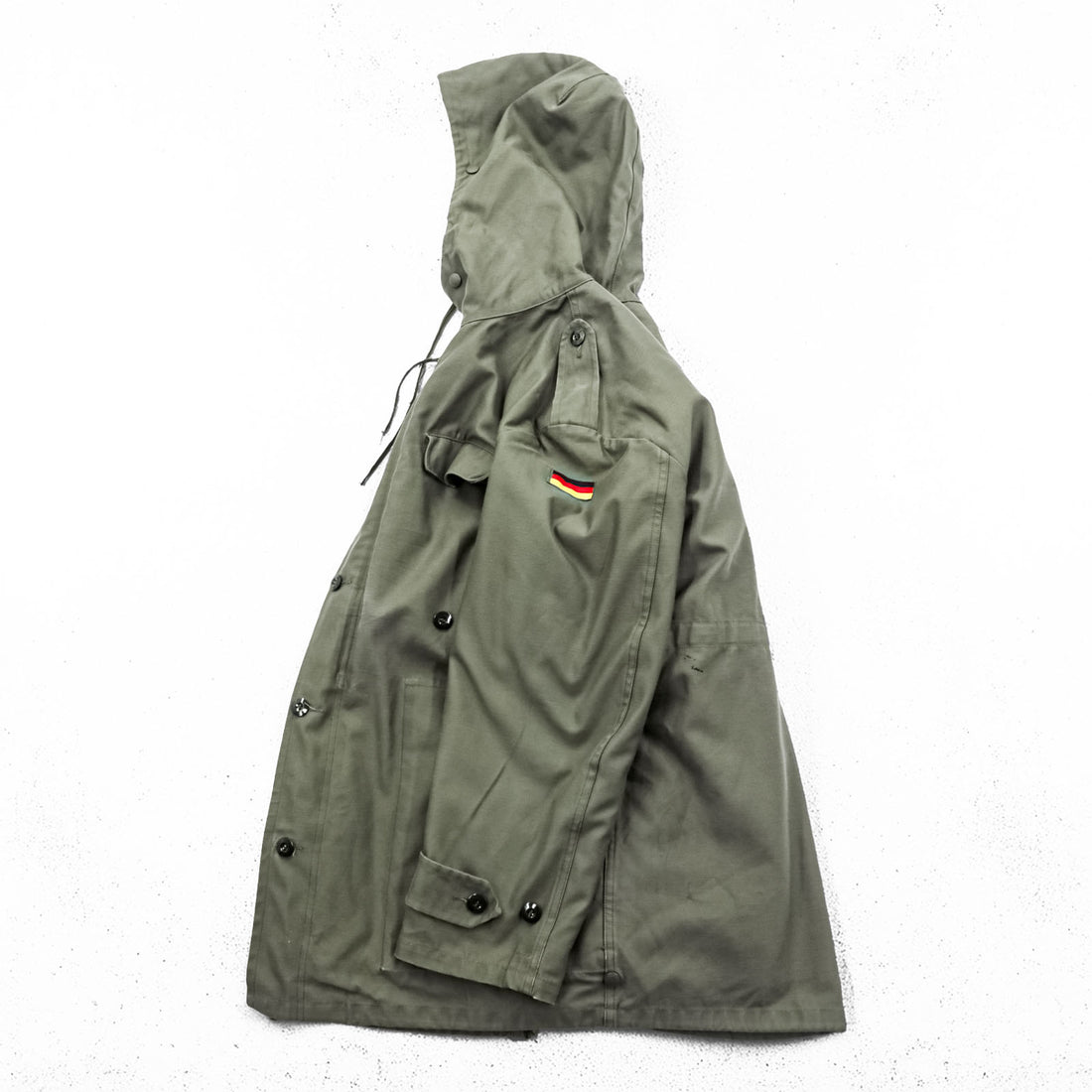 80s German Army Bundeswehr Olive Field Parka Hooded Fleece Lined Military Jacket Flag Patch Feuchter Ringelai