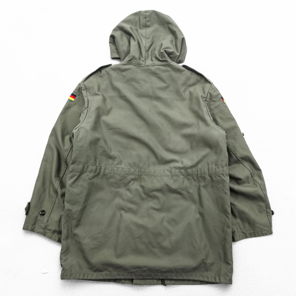 80s German Army Bundeswehr Olive Field Parka Hooded Fleece Lined Military Jacket Flag Patch Feuchter Ringelai