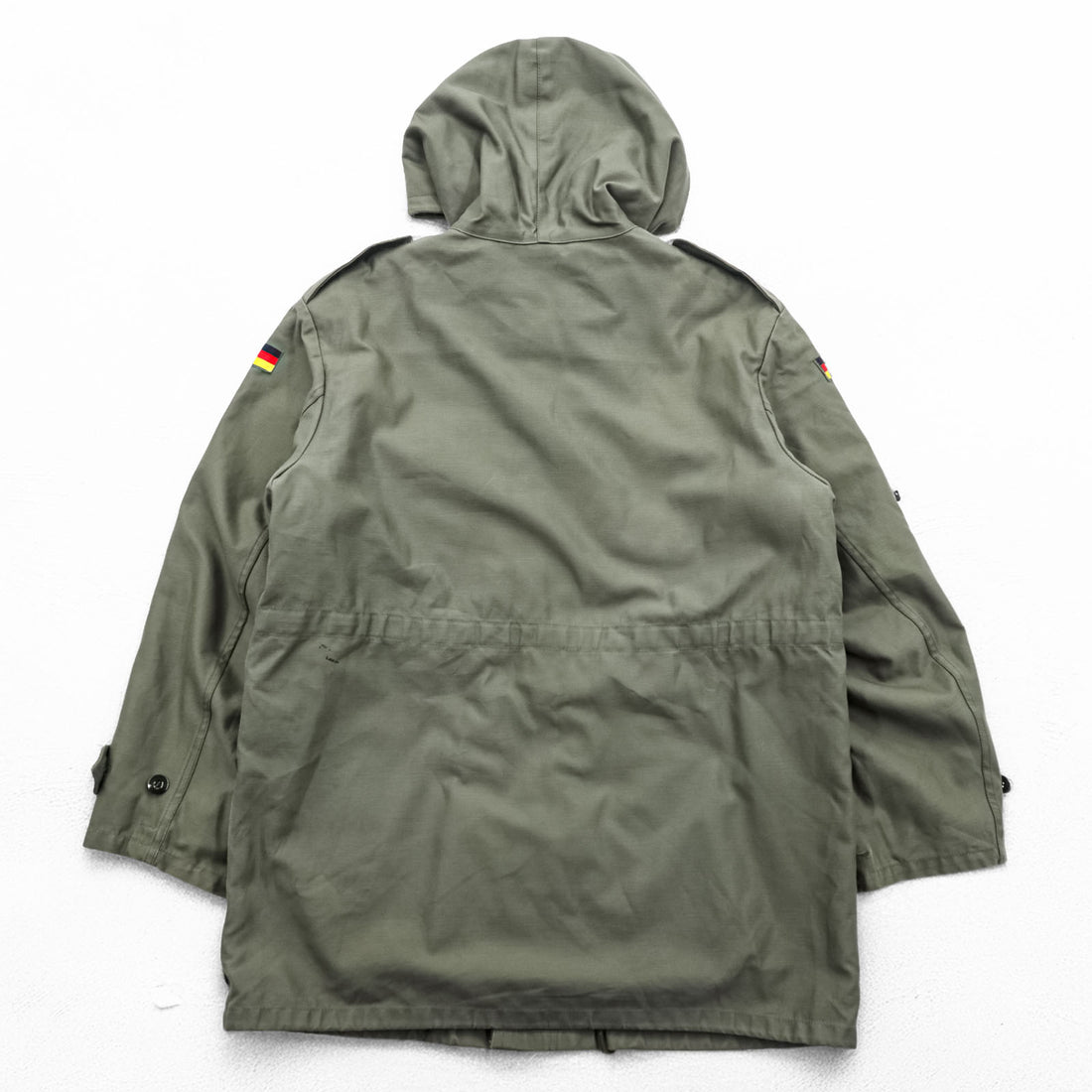 80s German Army Bundeswehr Olive Field Parka Hooded Fleece Lined Military Jacket Flag Patch Feuchter Ringelai
