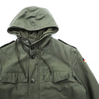80s German Army Bundeswehr Olive Field Parka Hooded Fleece Lined Military Jacket Flag Patch Feuchter Ringelai