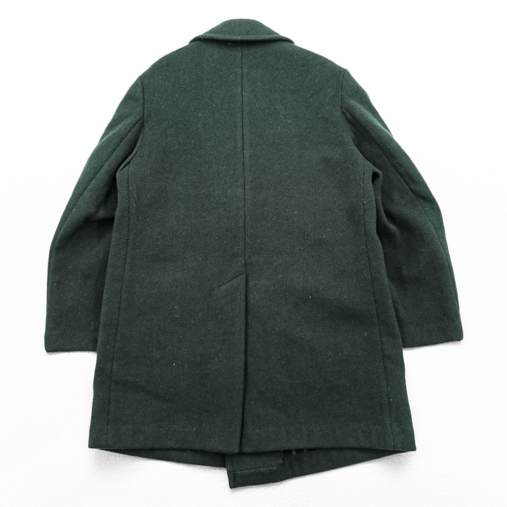 Gloverall 80年代 英国製 ヴィンテージ ダブルブレスト ピーコート L ダークグリーン メルトン ウール 裏地チェック イングランド製