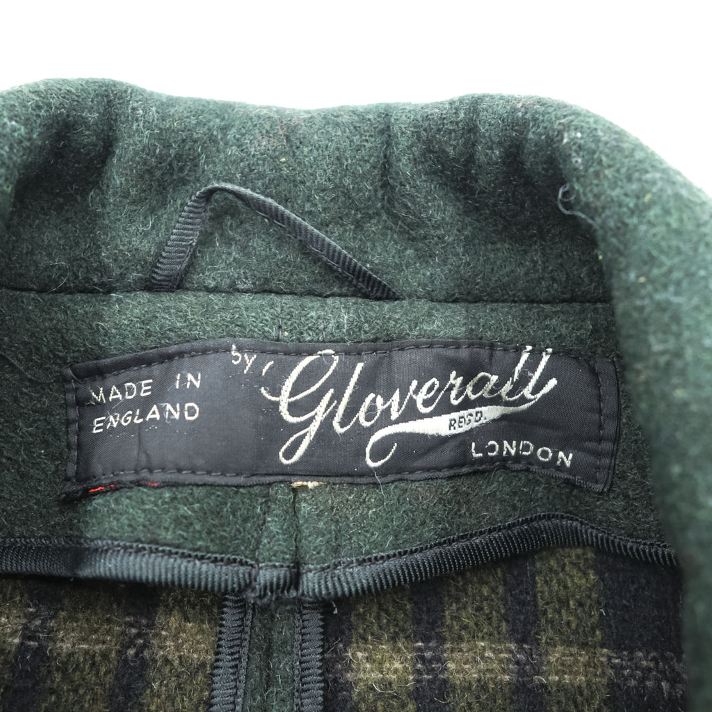 Gloverall 80年代 英国製 ヴィンテージ ダブルブレスト ピーコート L ダークグリーン メルトン ウール 裏地チェック イングランド製